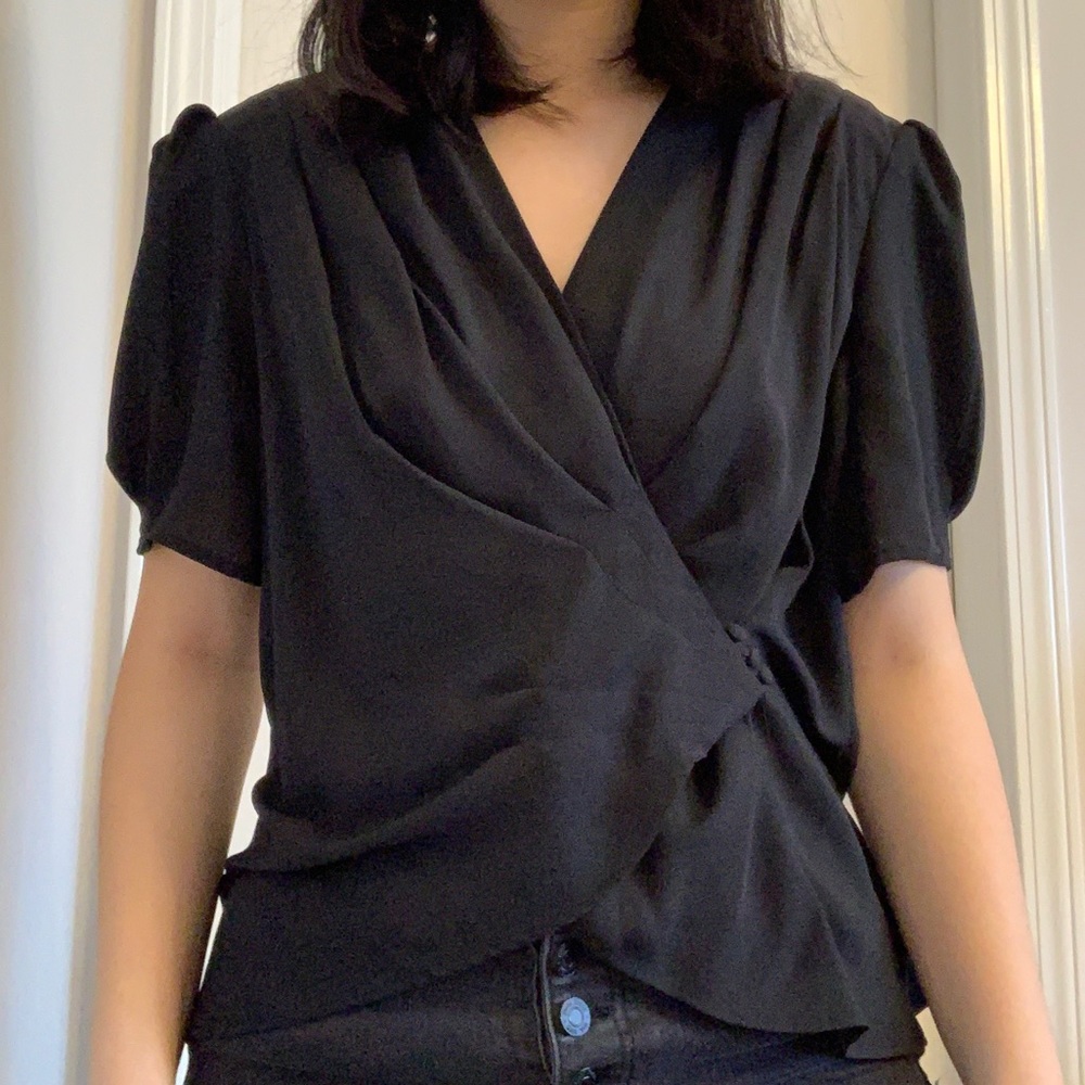 Black Short Sleeve Blouse from Who What Wear